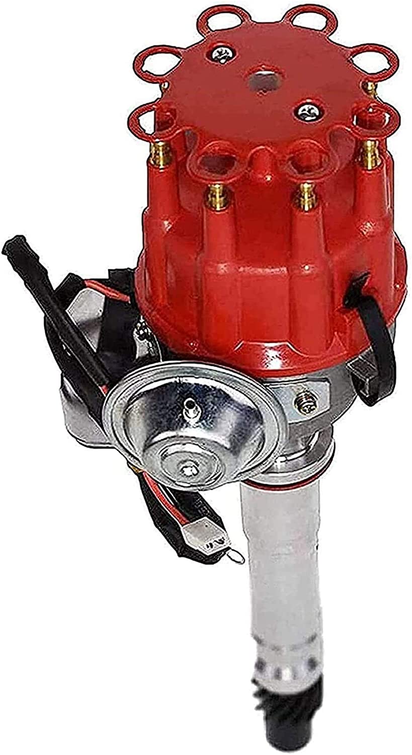 A-Team Performance R2R Ready 2 Run Complete Distributor Compatible With Chevrolet GM Small Block Big Block Chevy SBC BBC 283 305 307 327 350 400 396 427 454 Two-Wire Installation Red Cap (Red)