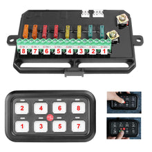 8 Gang Switch Panel, DJI 4X4 On-Off LED Car Switch Panel Circuit Control Relay System Box Universal Slim Touch Panel with Harness and Label Stickers for Truck Boat Jeep ATV UTV Caravan Marine