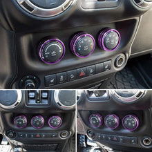 Audio Air Conditioning Button Cover Decoration Twist Switch Ring Trim For Jeep Wrangler JK JKU Patriot 2011~2018/Compass 11~16/Liberty 08~12/Dodge Challenger 08~14 Aluminum Alloy (Purple)