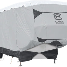 Classic Accessories Over Drive SkyShield Deluxe 5th Wheel Trailer Cover, Fits 33' - 37' Trailers - Water Repellent RV Cover (80-365-101801-EX)