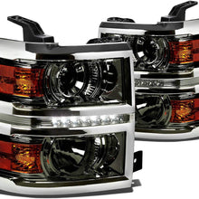 Smoked Lens Amber Corner Projector LED DRL Headlight Headlamp for Chevy Silverado 1500 14-15