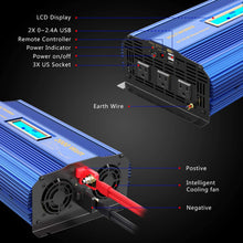 Power Inverter 2000w DC 12V to AC 120V Modified Sine Wave Inverter with LCD Display Remote Control 3AC Outlets Dual 2.4A USB Ports for Car RV Truck Boat by VOLTWORKS