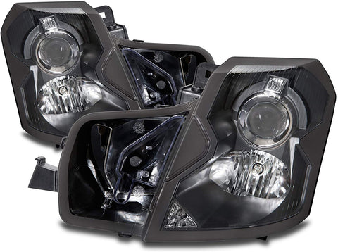 PERDE Compatible with Cadillac CTS Black Housing Halogen Headlight Pair