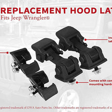 Hood Latches Set of 2 - Replaces 55176636AD, 68038118AA, 42422 - Fits 1997, 1998, 1999, 2000, 2001, 2002, 2003, 2004, 2005, 2006 Jeep Wrangler TJ - Hold-Down Hook Latch Pair - Year Models 1997-2006