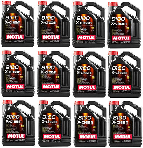 Motul 102051 Set of 12 8100 X-Clean 5W-40 Motor Oil 5-Liter Bottles