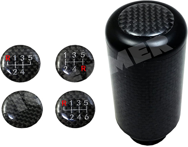 ICBEAMER Racing Style Red Aluminum w/Carbon Fiber Mini Short Throw Shifter Manual Stick Shift Knob 5 6 Speeds Pattern