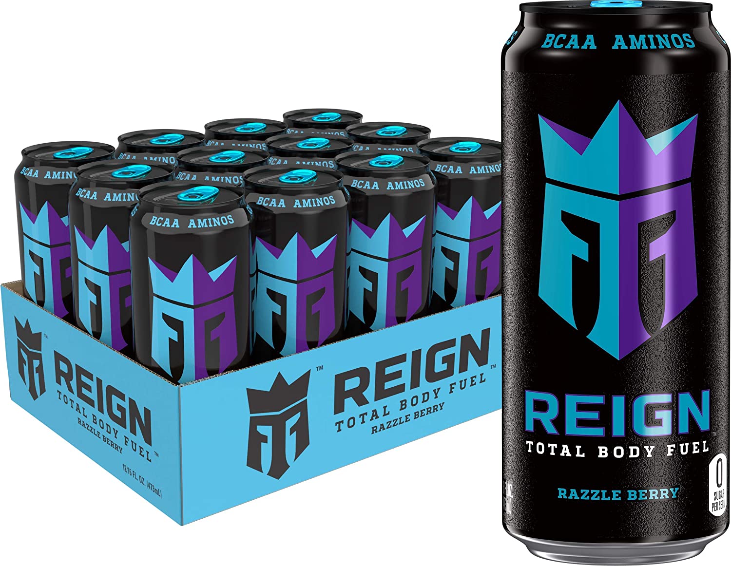 Reign Total Body Fuel, Razzle Berry, Fitness & Performance Drink, 16 Oz (Pack of 12)