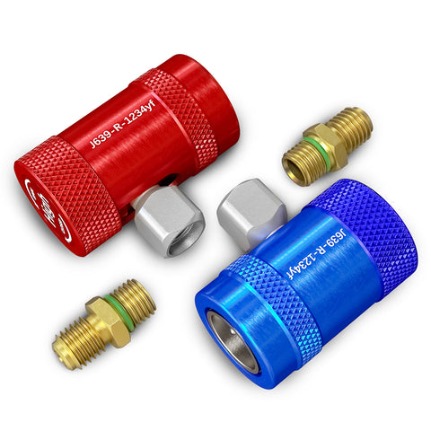 R1234YF Adapters Fittings High-Low Quick Coupler AC Car Air Conditioner Refrigeration Manifold Gauge Hose Connector, 1/4 inch SAE HVAC