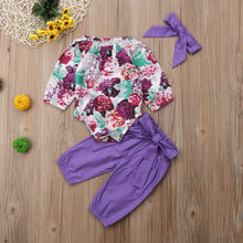 3PCS Newborn Baby Girls Tops Romper+Floral Pants Leggings Headband Outfits Set Clothes 0-24M