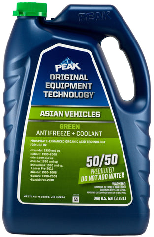 PEAK® ORIGINAL EQUIPMENT TECHNOLOGY Antifreeze + Coolant For Asian Vehicles - Green