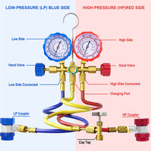 2020 UPGRATE Version 3 Way AC Manifold Gauge Set, Fits R134A R12 R22 and R502 Refrigerants, with 5FT Hose, Acme Tank Adapters, Couplers and Can Tap