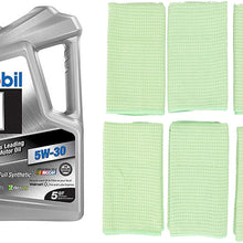 Zwipes Stemware and Bar Towel, Waffle Weave, 6-Pack, Green Bundle with Mobil 1 Advanced Full Synthetic Motor Oil 5W-30, 5-Quart