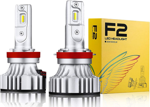 Alla Lighting D-CR F2 Newest Version 9000 Lumens Extremely Super Bright 3200K Gold Yellow High Power SUPER Mini H11 H8 H9 LED Headlight Bulb All-in-One Conversion Kits Headlamps Bulbs