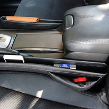 iJDMTOY (2) Black Leather Extra Long Car Side Pocket Organizers, Seat Catcher Holders Compatible With Key, Wallet, Phone, Sunglasses, etc