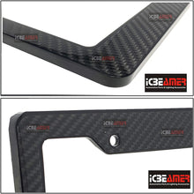 ICBEAMER 2 pcs License Plate Frame Gloss Real Carbon + Weather Proof Plastic Fiber Universal Fit Auto Vehicle Truck Van