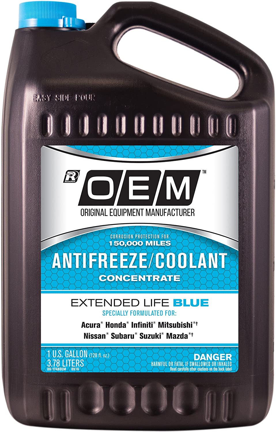 Recochem OEM 86-174BOEM Blue Premium Antifreeze Concentrate Extended Life BLUE, 1 gallon, 1 Pack