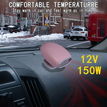 Portable Car Heater Fan Defroster with Air Purification 12V 150W Auto Car 30 Seconds Fast Heating Defrost Defogger Demister Vehicle Ceramic Heater Fan for Windshield (Pink)