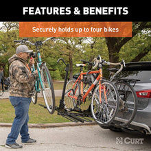 CURT 18087 Secure Locking Tray-Style Trailer Hitch Bike Rack Mount, Fits 2-Inch Receiver, 4 Bicycles