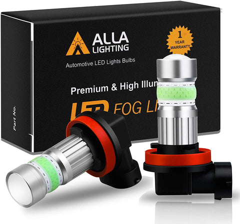 Alla Lighting H8 H11 LED Fog Lights Bulbs 8000K Ice Blue 2800lm Xtreme Super Bright COB-72 12V H16 DRL for Cars, Trucks