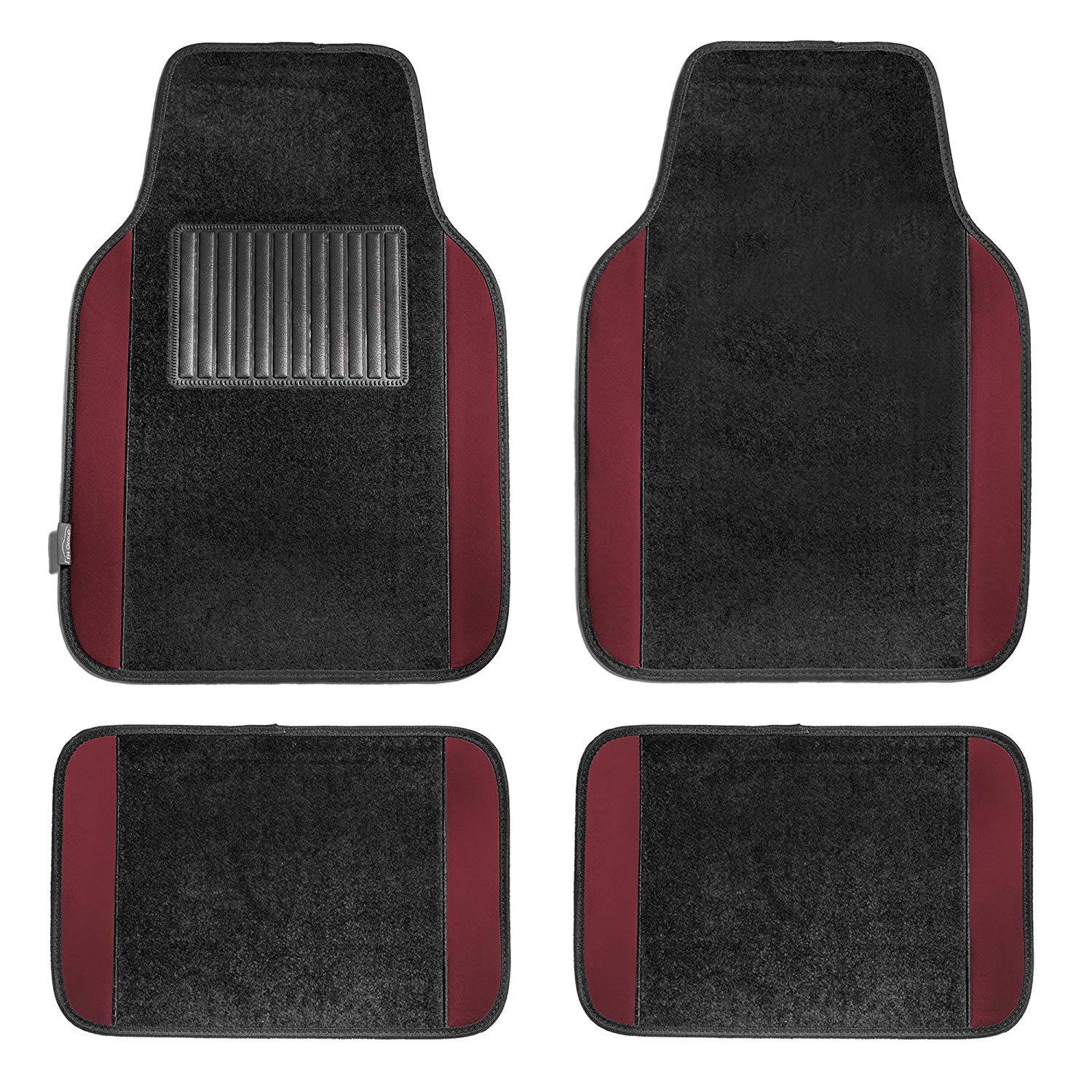 FH Group F14407BURGUNDY Premium Full Set Carpet Floor Mat (Sedan and SUV with Driver Heel Pad Burgundy)