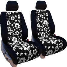 Front Seats: ShearComfort Custom Hawaiian Seat Covers for Toyota Corolla (2020-2020) in Black w/Black for Buckets w/Adjustable Headrests (LE Model)