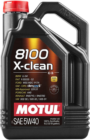 Motul 8100 X-Clean 5W40 Synthetic Oil 5 Liters (102051)
