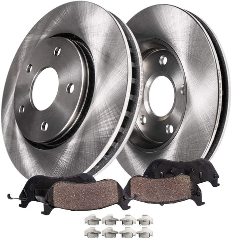 Detroit Axle - 278mm Front Disc Brake Rotors & Ceramic Pads w/Clips Hardware Kit - Premium GRADE for 05-07 Escape w/Rear Drum Brake Only