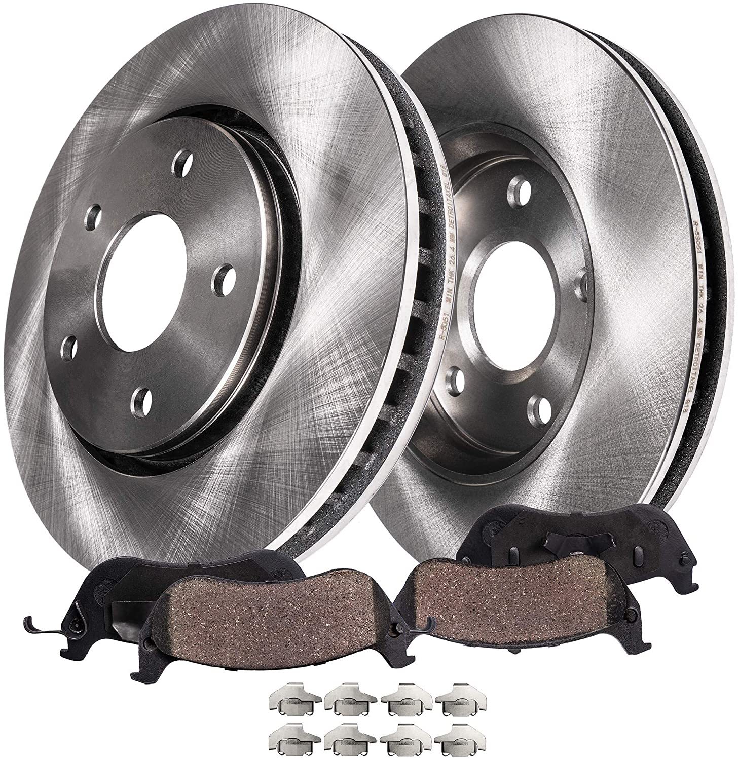 Detroit Axle - Pair (2) Front Disc Brake Kit Rotors w/Ceramic Pads w/Hardware for 2006 2007 2008 2009 2010 Jeep Commander - [2005-2010 Grand Cherokee (EXCLUDING SRT-8)]