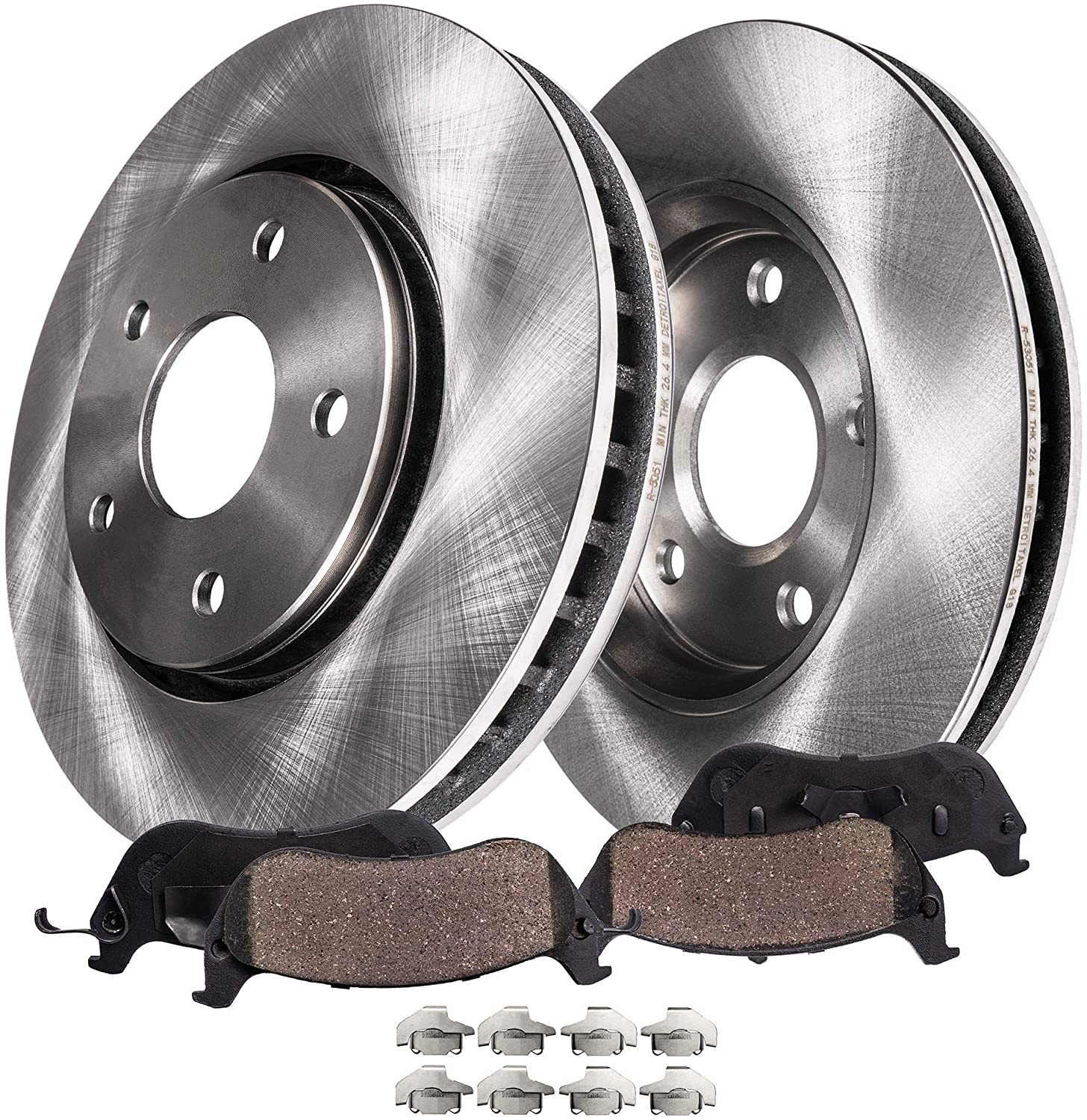 Detroit Axle - Complete FRONT Brake Kit Rotors & Ceramic Brake Kit Pads w/Clips Hardware Kit - Premium GRADE for 2006-2011 Chevrolet HHR with Rear Drum Brake Kit s ONLY