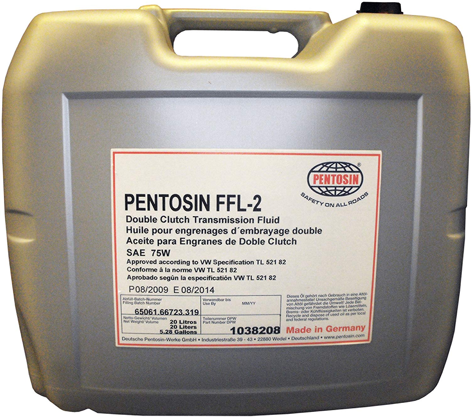 Pentosin 1038208 FFL-2 Synthetic Double Clutch (DSG) Transmission Fluid, 20 Liter