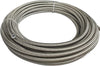 PTFE Teflon Hose 6 AN Stainless Steel Braided Oil Fuel Gas Line E85 for Fluids, Water, Alcohol, Transmission, Clutch, Nitrous, Power Steering, Oiling, Coolant, Methanol. Silver, 10 feet