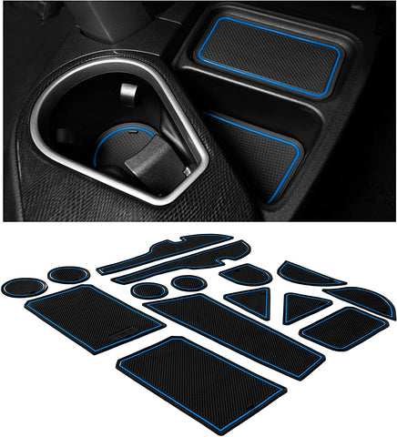 CupHolderHero for Toyota RAV4 Accessories 2013-2018 Premium Custom Interior Non-Slip Anti Dust Cup Holder Inserts, Center Console Liner Mats, Door Pocket Liners 16-pc Set (Blue Trim)