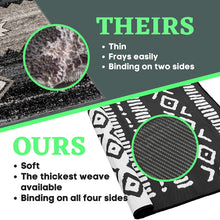 RV Mat - Recycled Reversible RV Rug - Camping Rugs for Outside Your RV - 9x12 Black and White Tribal - Large Outdoor Rugs for patios or awnings - Portable mat - Waterproof Rug