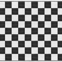 Camco 42822 Outdoor RV Awning Mat with Storage Bag, 9-Feet x 12-Feet - The Perfect Outdoor Accessory with Multiple Uses - Bonus Storage Bag Included - Checkered, Black/White Print