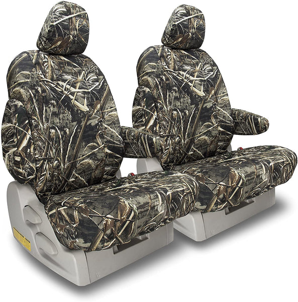 Front Seats: ShearComfort Custom Realtree Camo Seat Covers for Toyota Corolla (2020-2020) in AP Snow Sport for Sport Buckets w/Adjustable Headrests (Hatchback Only)