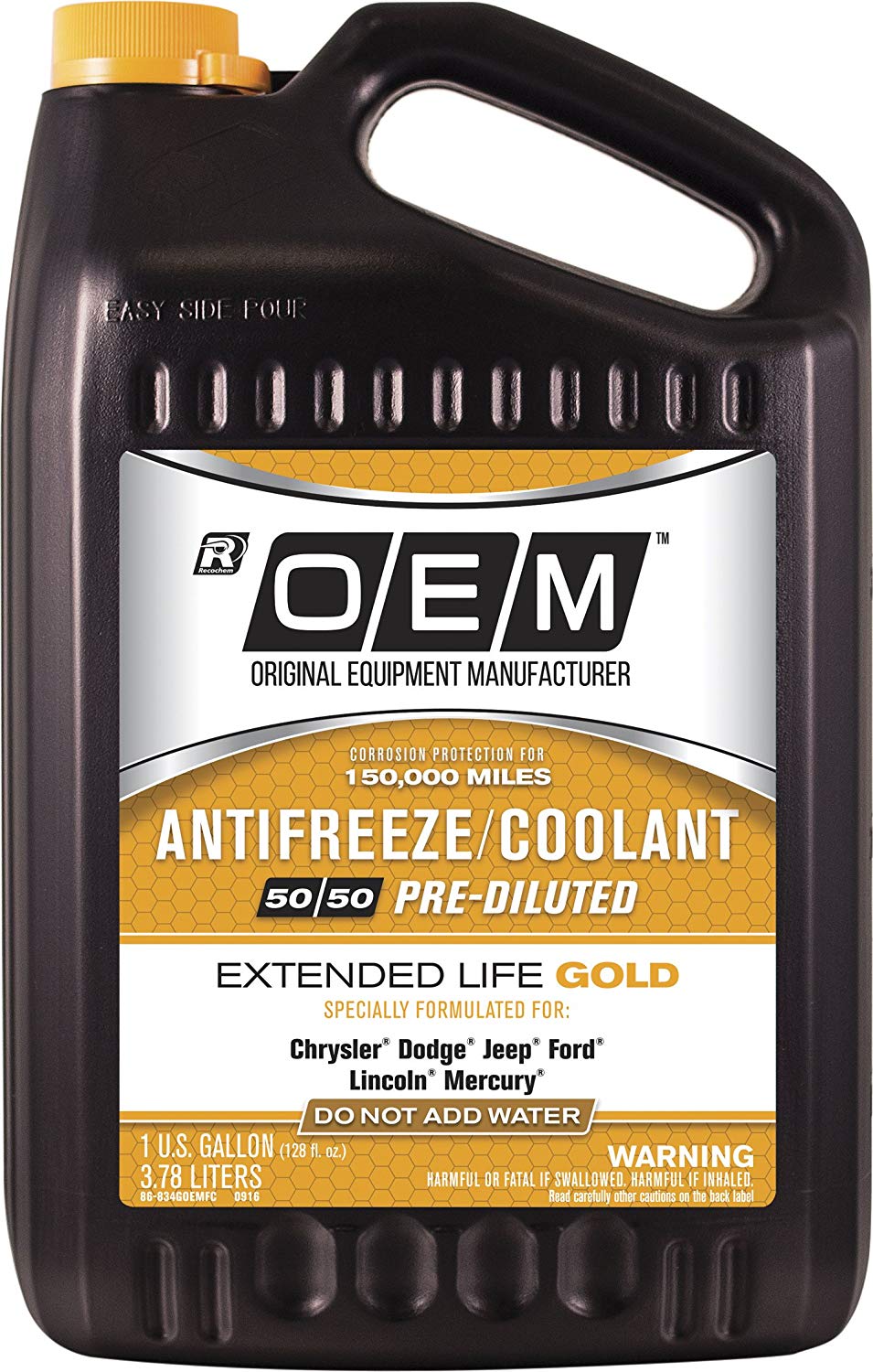 OEM 86-834GOEMFC Premium Antifreeze 50/50 Extended Life Gold, 128. Fluid_Ounces