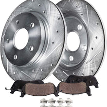 Detroit Axle - Pair (2) Rear Drilled and Slotted Disc Brake Kit Rotors w/Ceramic Pads w/Hardware for 06-12 Ford Fusion - [07-12 Lincoln MKZ] - 06-13 Mazda 6 - [06-11 Mercury Milan]