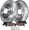 Detroit Axle - Pair (2) Rear Drilled and Slotted Disc Brake Kit Rotors w/Ceramic Pads w/Hardware for 06-12 Ford Fusion - [07-12 Lincoln MKZ] - 06-13 Mazda 6 - [06-11 Mercury Milan]
