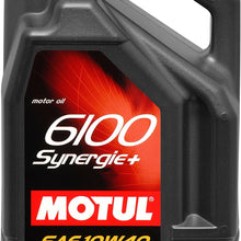 Motul 839451 6100 Synergie+ 10W-40 Technosynthese Gasoline and Diesel Engine Oil - 5 Liter Jug