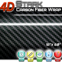 4D Black Carbon Fiber Vinyl Wrap Sticker Air Release Bubble Free Anti-Wrinkle 1 x 5 FT Feet / 12" x 60" in Inches