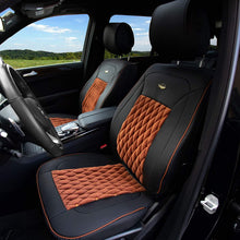 TLH Victorian Style Luxurious Leather Seat Cushions Front, Brown Black Color-Universal Fit for Cars, Auto, Trucks, SUV
