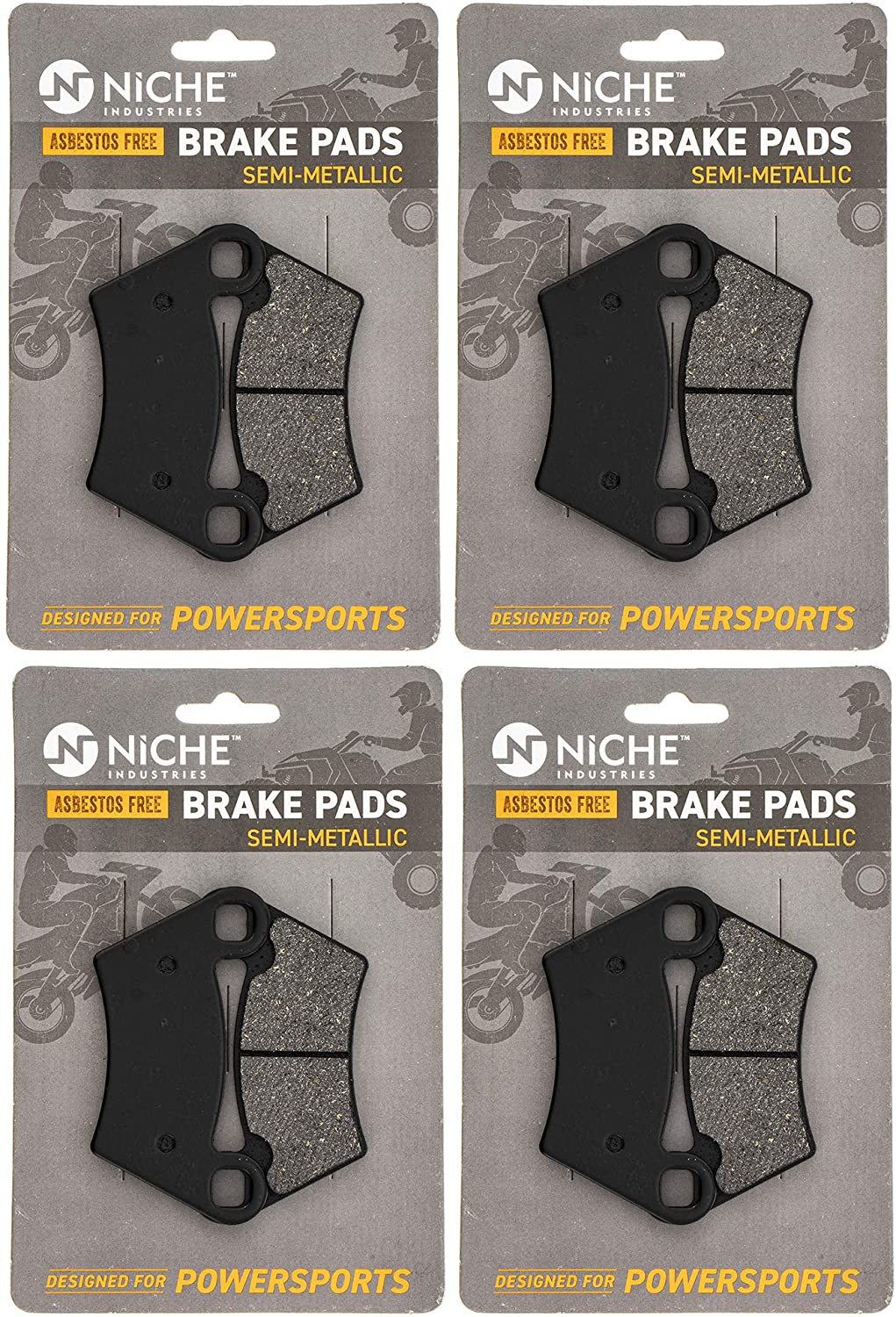 NICHE Front Rear Brake Pad Set For Polaris 2202413 2202097 1910514 1910672 Semi-Metallic 4 Pack