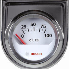 Actron SP0F000041 Bosch Style Line 2" Electrical Oil Pressure Gauge (White Dial Face, Chrome Bezel)