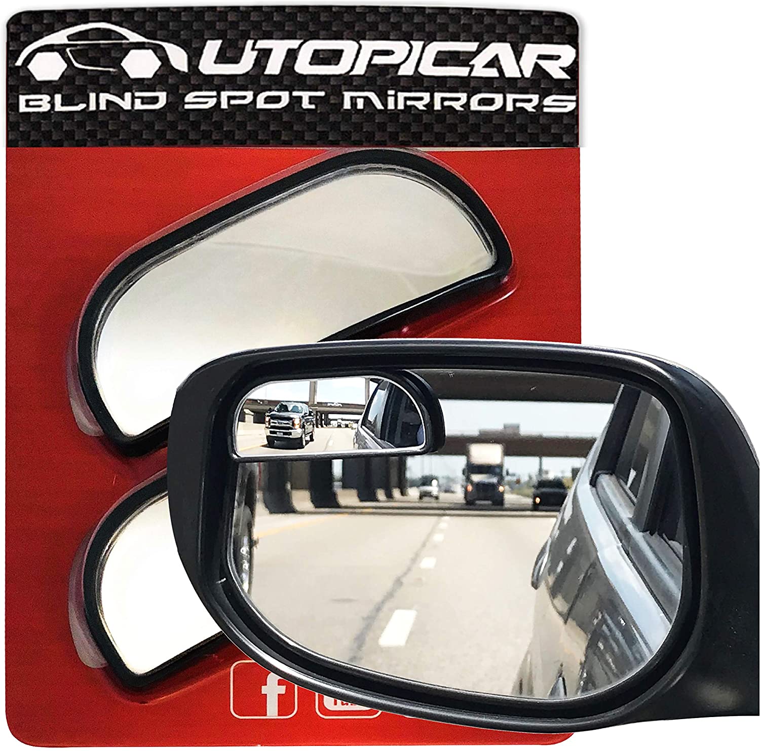 Utopicar Blind Spot Mirrors – Updated Design - Car Mirror for Blind Side - Door Mirrors for Large Image [Adjustable] (2 Pack)