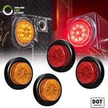 4pc 2" Amber + Red Round Trailer LED Marker Lights [DOT Approved] [Reflector Lens] [Grommet] [Flush-Mount] [Waterproof IP67] Marker Lights for Trailer Truck