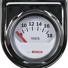 Actron SP0F000043 Bosch Style Line 2" Electrical Voltmeter Gauge (White Dial Face, Chrome Bezel)