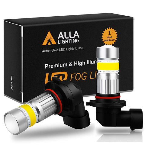 Alla Lighting H10 9145 LED Fog Light Bulb 3000K Amber Yellow 2800 Lumens Xtreme Super Bright CANBUS COB-72 SMD 9140 9045 9155 PY250D Replacement for Cars, Trucks