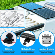 SereneLife 200W Solar Panel Starter Kit - 12v Monocrystalline Portable Mono Solar Panel Starter Kit w/ 3 ft 11AWG Cable Set, 30A PWM Controller w/LCD - Van Campers, Car Roof, Boat SLSPSKT200 (2 Pcs)