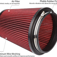 Cartman Universal Clamp-On Engine Air Filter, Washable, Neck: 5.98" (152mm); Top: 5" 127mm; Height: 8" (203mm); Base: 7.52" (191mm), Red