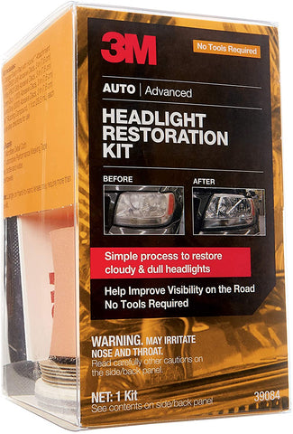 3M Headlight Restoration Kit, Simple Process to Restore Cloudy & Dull Headlights, Hand Application, 1 Kit (39084)